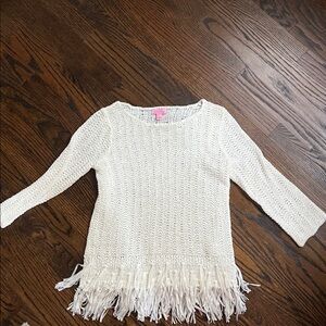 Lilly Pulitzer Cream Knit Top with tassels at the hip